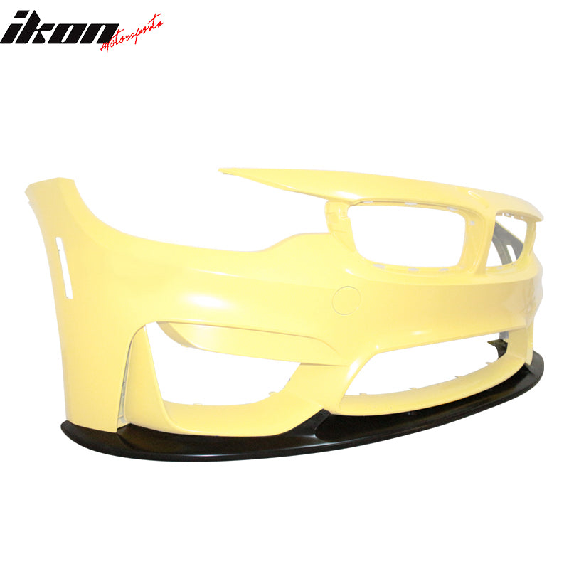 IKON MOTORSPORTS, Front Lip Compatible With 15-20 BMW F80 M3 & F82 F83 M4, Air Dam Chin Body Kit Front Bumper Lip Spiltter, 2016 2017 2018 2019