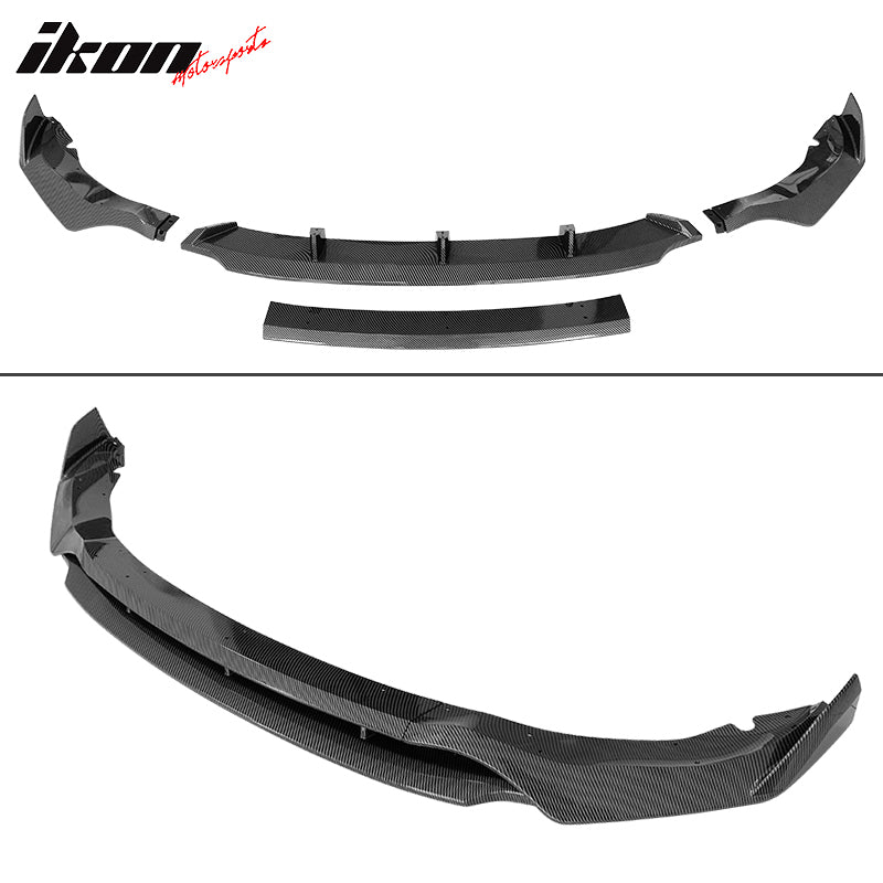 Fits 19-23 BMW G05 X5 M Sport IKON Style Front Lip 4PC ABS - Carbon Fiber Print