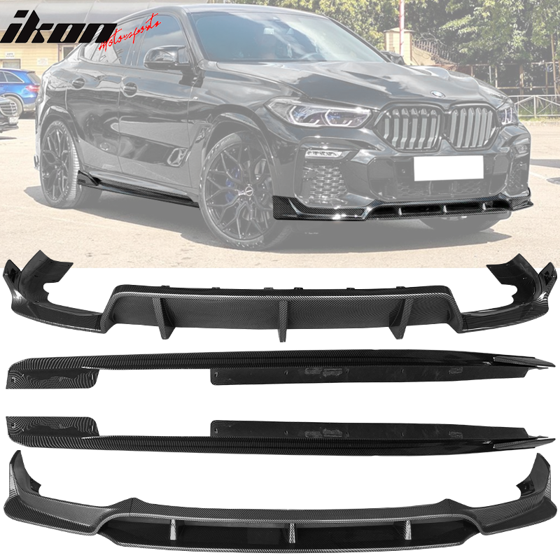 Fits 20-23 G06 X6 M Sport IKON CF Print Front Rear Lip Side Skirt