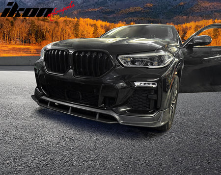 Fits 20-23 BMW G06 X6 M Sport IKON Style Carbon Fiber Print Front Bumper Lip 4PC