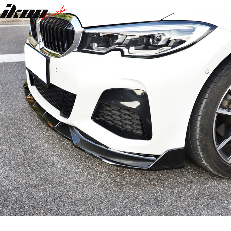 IKON MOTORSPORTS Front Bumper Lip Compatible With 2019-2022 BMW 3 Series G20 M Sport M340i, Ikon Style Chin Spoiler Air Dam Splitter