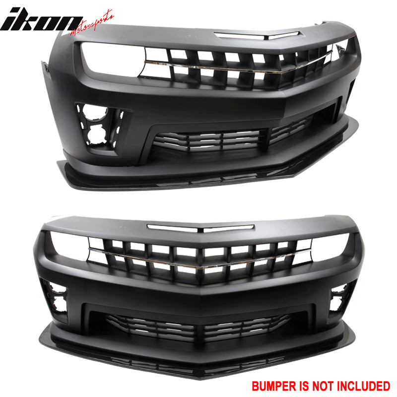 IKON MOTORSPORTS, Front Bumper Lip Compatible With 2010-2015 Chevy Camaro ZL1, DS Style Matte Carbon Fiber Air Dam Chin Protector Front Bumper Lip Splitter, 2011 2012 2013 2014