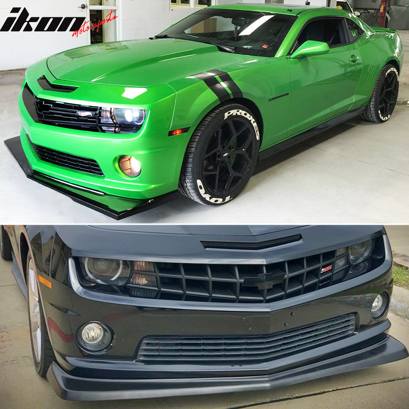 Front Bumper Lip Compatible With 2010-2013 Chevy Camaro V8 SS Only, Z28 Look Style Unpainted PU Air Dam Chin Protector Front Bumper Lip by IKON MOTORSPORTS, 2011 2012