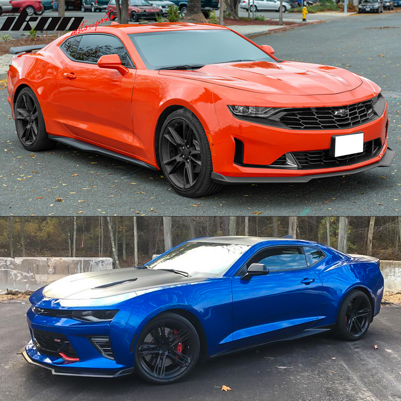 IKON MOTORSPORTS, Front Bumper Lip Compatible with 2016-2023 Chevy Camaro, 1LE Style ABS Plastic Front Air Chin Dam Bodykit Underbody Lip Spoiler Splitter