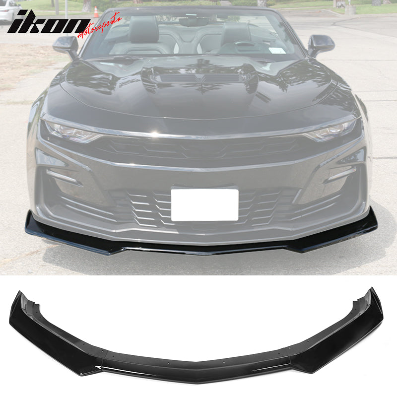 IKON MOTORSPORTS, Front Bumper Lip Compatible with 2016-2023 Chevy Camaro, 1LE Style ABS Plastic Front Air Chin Dam Bodykit Underbody Lip Spoiler Splitter