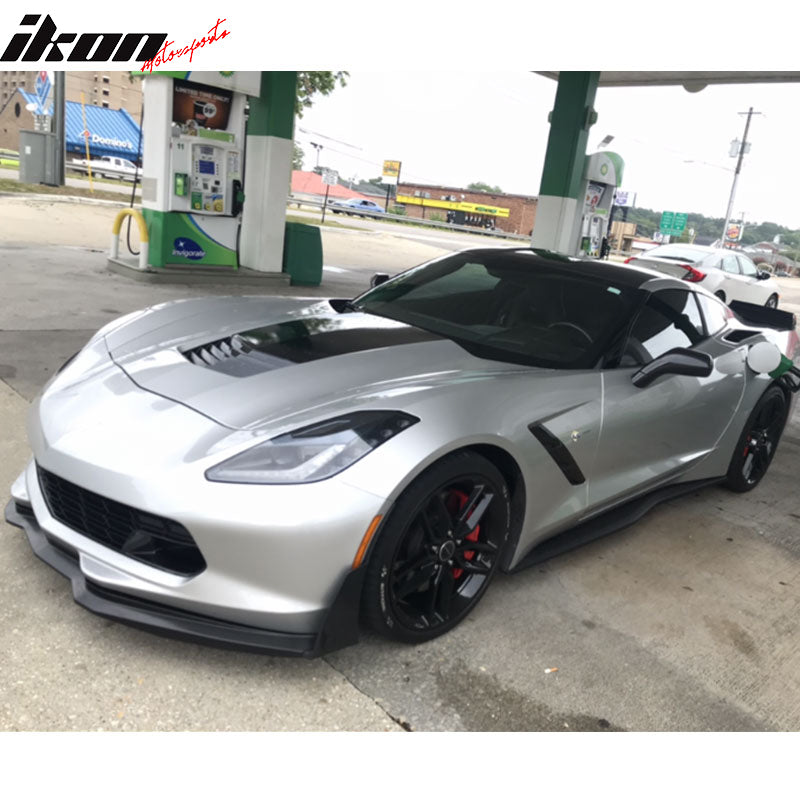 IKON MOTORSPORTS, Front Bumper Lip Compatible with 2014-2019 Chevrolet Corvette C7, ABS Factory Replacement Stage 2 Air Dam Chin Front Spoiler