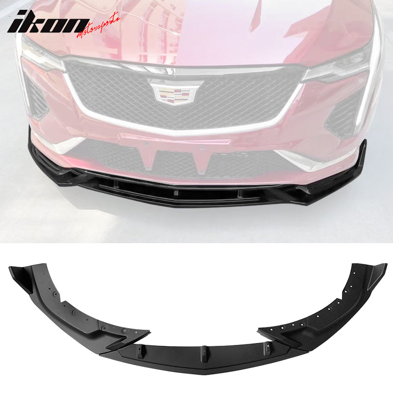 IKON MOTORSPORTS, 3PCS Front Bumper Lip Compatible with 2020-2023 Cadillac CT4, Front Bumper Spoiler Splitter Kit PP