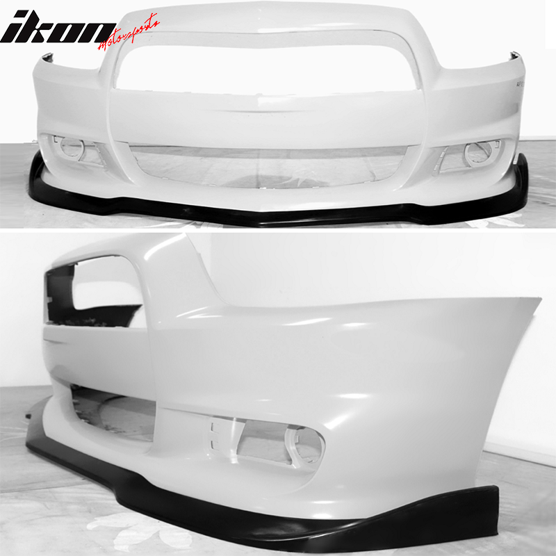 Fits 12-14 Dodge Charger SRT IKON Style Front Bumper Lip Spoiler Unpainted PU