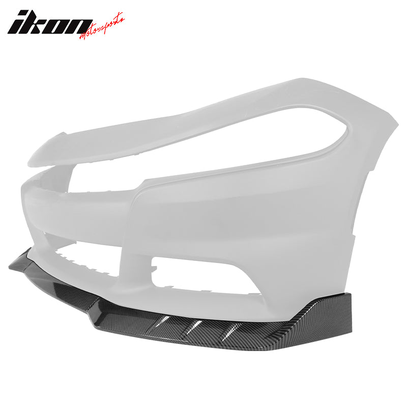 IKON MOTORSPORTS, Front Bumper Lip Compatible With 2015-2023 Dodge Charger, IKON V3 Style ABS Air Dam Spoiler Splitter 3PCS