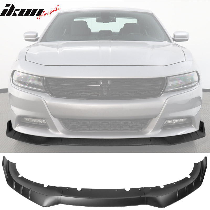 IKON MOTORSPORTS, Front Bumper Lip Compatible With 2015-2023 Dodge Charger, IKON V3 Style ABS Air Dam Spoiler Splitter 3PCS