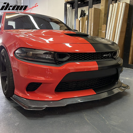 IKON MOTORSPORTS, Front Bumper Lip Compatible With 2015-2023 Dodge Charger SRT, V3 Style PP Front Lip Spoiler