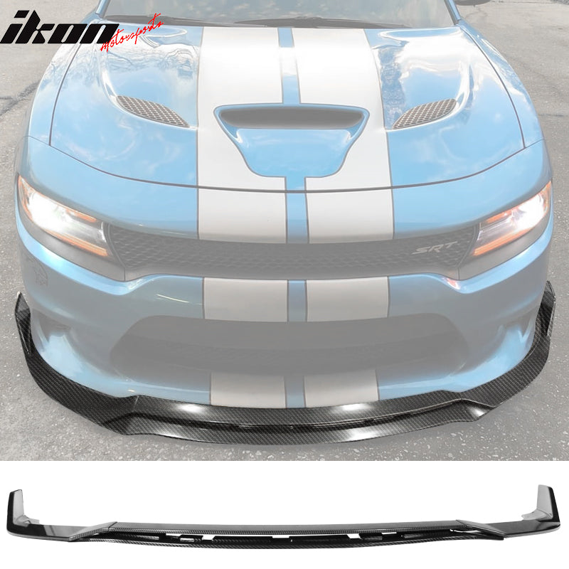 Fits 15-23 Dodge Charger SRT Front Bumper Lip Spoiler 4PC V3 Style Matte Black