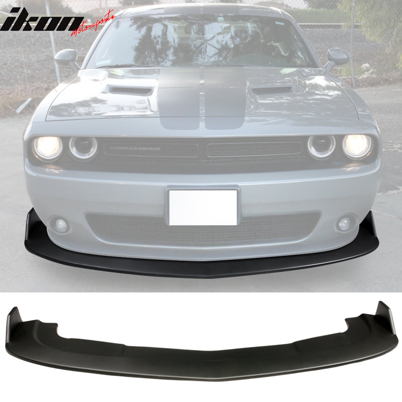 IKON MOTORSPORTS, Front Bumper Lip Compatible With 2015-2023 Dodge Challenger Coupe 2-Door, SXT Style PP Chin Spoiler