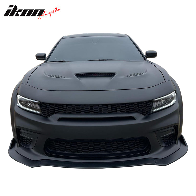 Fits 20-23 Dodge Charger Widebody, IKON V1 Style Front Bumper Lip 3pcs ABS