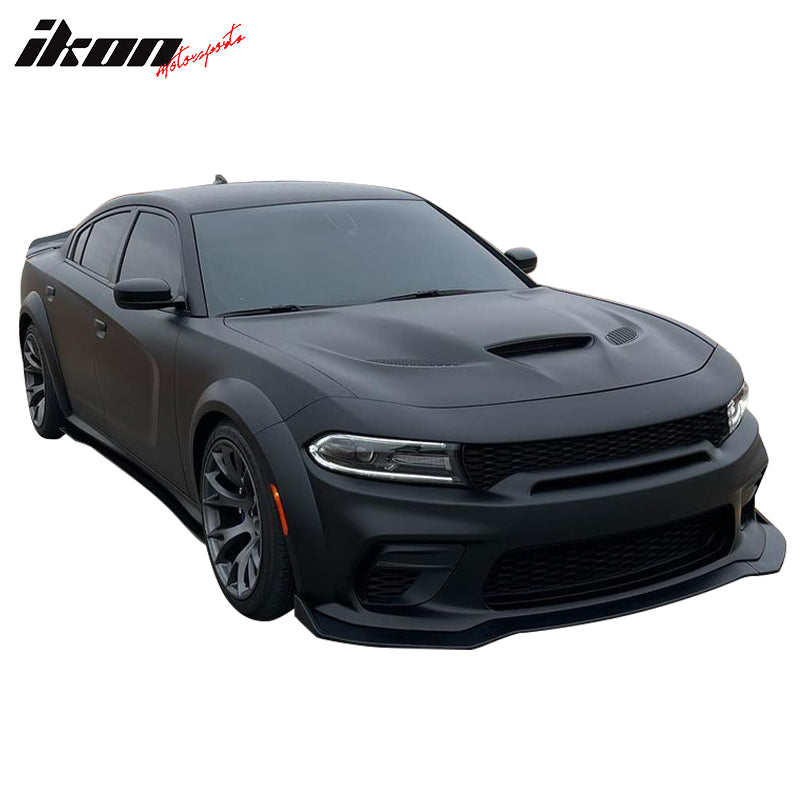 Fits 20-23 Dodge Charger Widebody, IKON V1 Style Front Bumper Lip 3pcs ABS