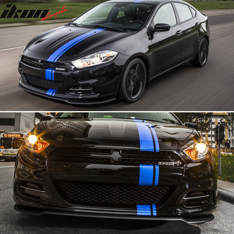 Front Bumper Lip Compatible With 2013-2016 Dodge Dart, Factory Style Unpainted Black PU Front Bumper Spoiler By IKON MOTORSPORTS, 2014 2015