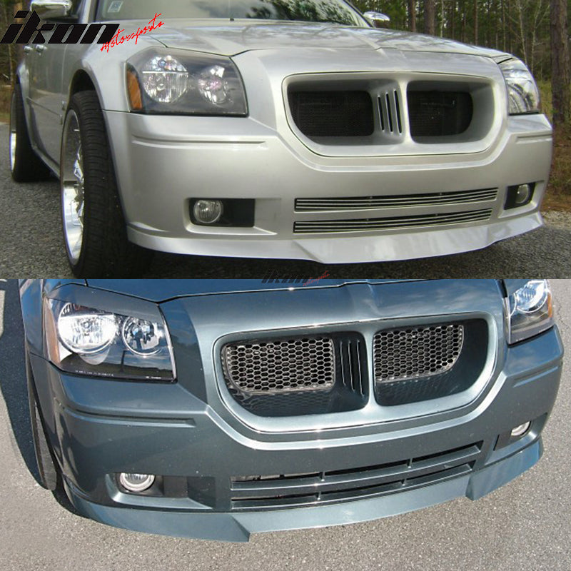 Front Bumper Lip Compatible With 2005-2007 Dodge Magnum, DS Style Black PU by IKON MOTORSPORTS