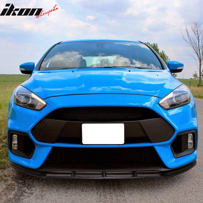 IKON MOTORSPORTS, Front Bumper Lip Compatible With 2016-2018 Ford Focus RS, Front Lower Bumper Lip Spoiler Lower Air Dam Chin Splitter Bodykit Replacement PU Polyurethane Unpainted Black, 2017