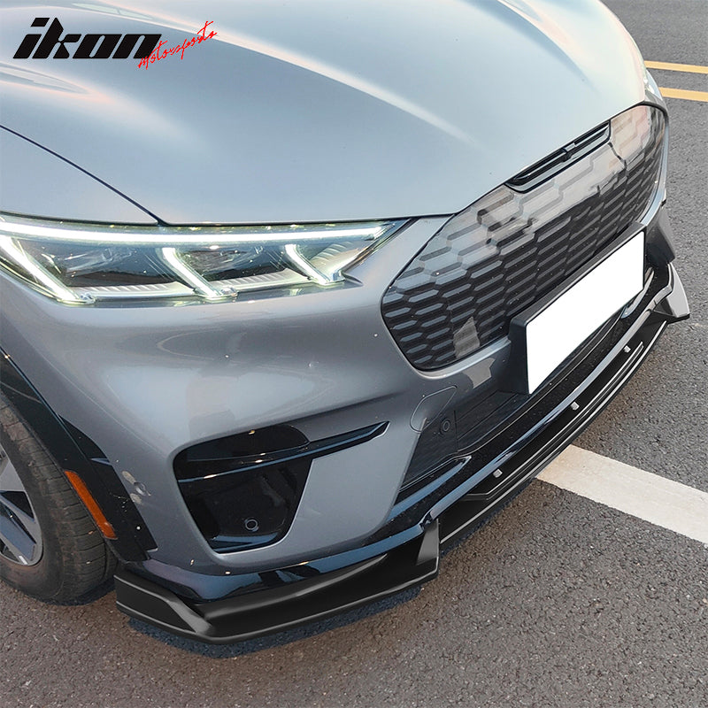 IKON MOTORSPORTS, Front Bumper Lip Compatible With 2021-2023 Ford Mustang Mach-E GT, 3PCS Front Bumper Lip Spoiler Air Dam Chin Splitter Bodykit PP Polypropylene, 2022