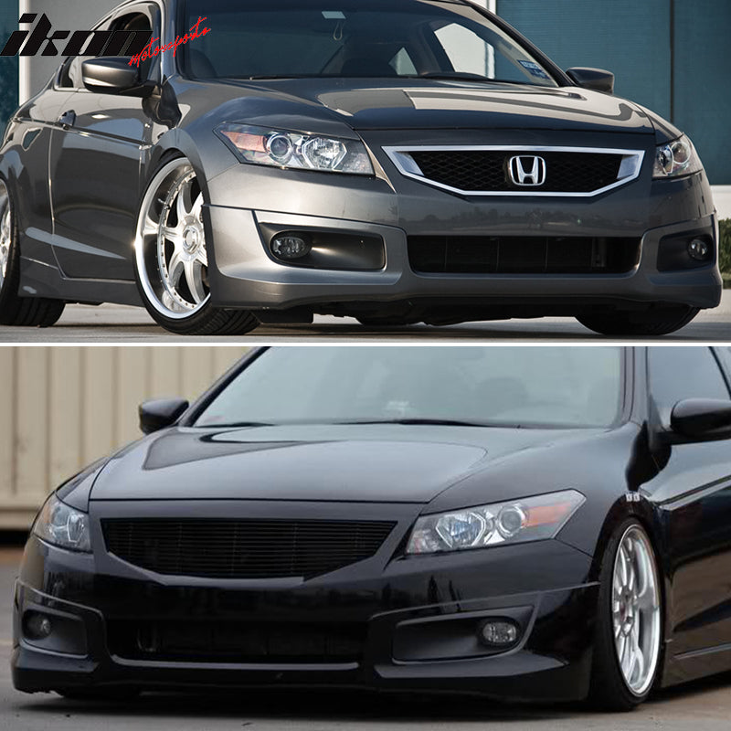 Compatible With 2008-2012 Honda Accord 2D Coupe HFP PU Front Bumper Lip Spoiler+Side Skirts Vents