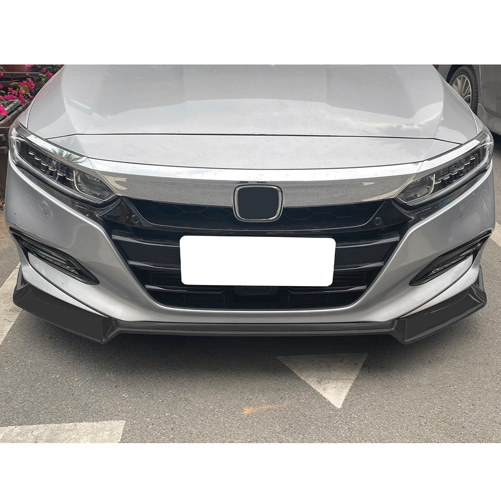 IKON MOTORSPORTS, Front Bumper Lip Compatible With 2018-2021 Honda Accord 10th Gen Sport, 3PCS Front Lower Bumper Lip Spoiler Splitter PP Polypropylene IKON V3 Style, 2019 2020