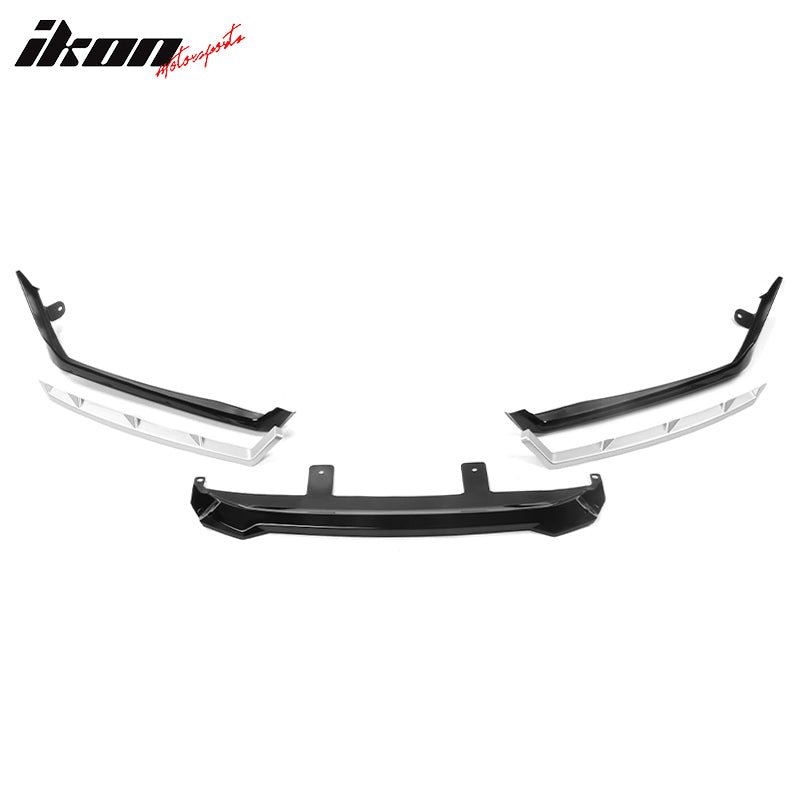 Fits 21-22 Honda Accord IKON Gloss Black Silver PP Front Bumper Lip Spoiler 5PCS