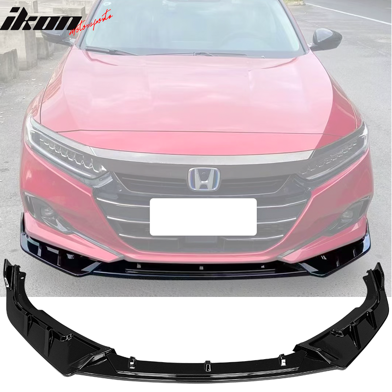 IKON MOTORSPORTS, Front Bumper Lip Compatible With 2021-2022 Honda Accord, IKON V3 Style PP 3PCS Front Protector Spoiler Splitter Kit