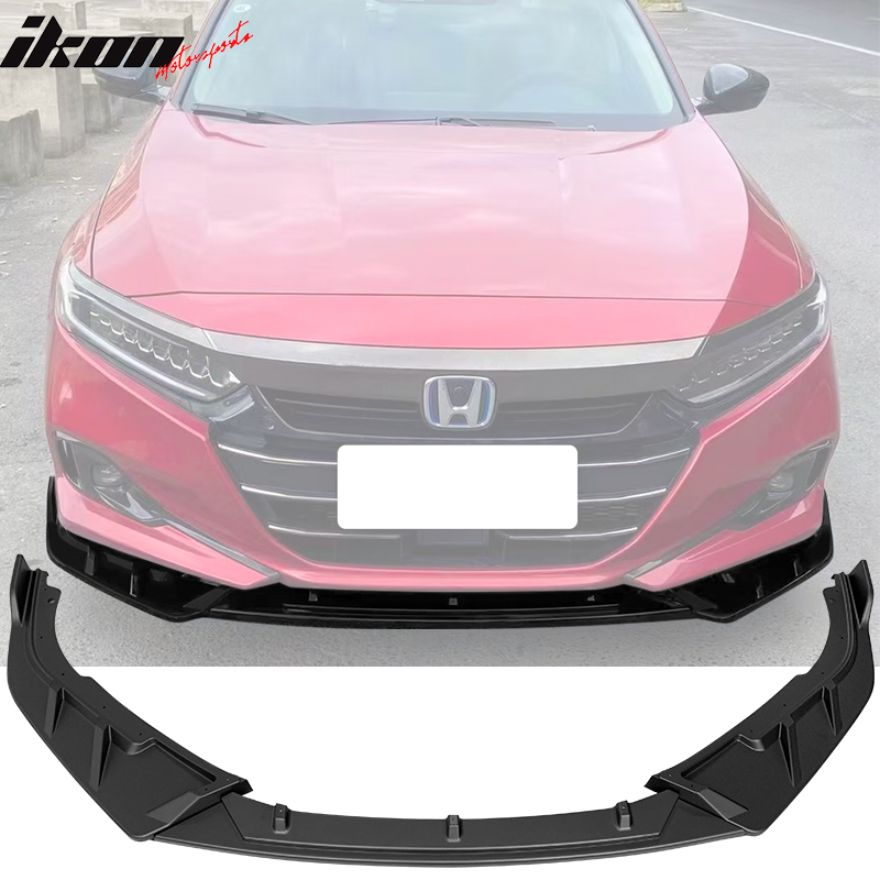 IKON MOTORSPORTS, Front Bumper Lip Compatible With 2021-2022 Honda Accord, IKON V3 Style PP 3PCS Front Protector Spoiler Splitter Kit