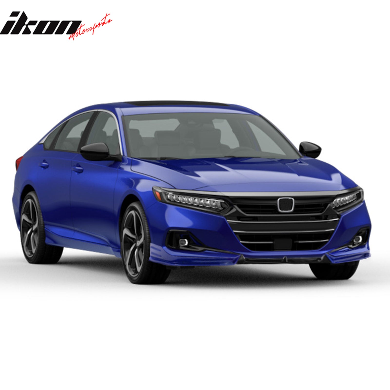 IKON MOTORSPORTS, Front Bumper Lip Compatible With 2021-2022 Honda Accord, PP Polypropylene Painted Gloss Black & Still Night Pearl Front Lip Spoiler Splitter Body Kit Protector