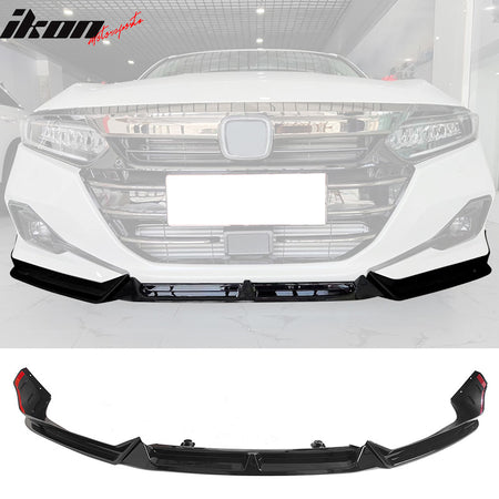 IKON MOTORSPORTS, Front Bumper Lip Compatible With 2021-2022 Honda Accord, PP Polypropylene Front Lip Spoiler Splitter Body Kit Protector