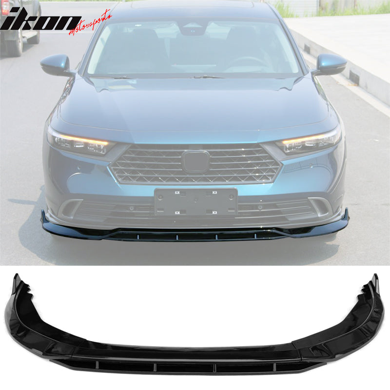 Fits 23-24 Honda Accord 11th Front Bumper Lip V1 4PC Chin Spoiler Black PP