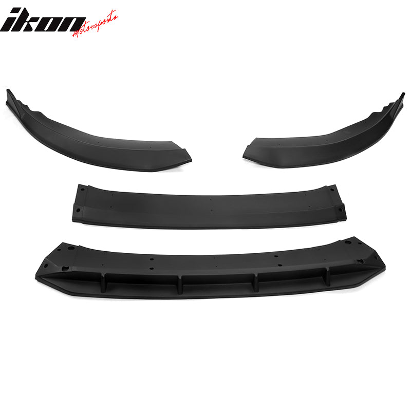 Fits 23-24 Honda Accord 11th IKON V1 Style Matte Black Front Bumper Lip PP 4PCS