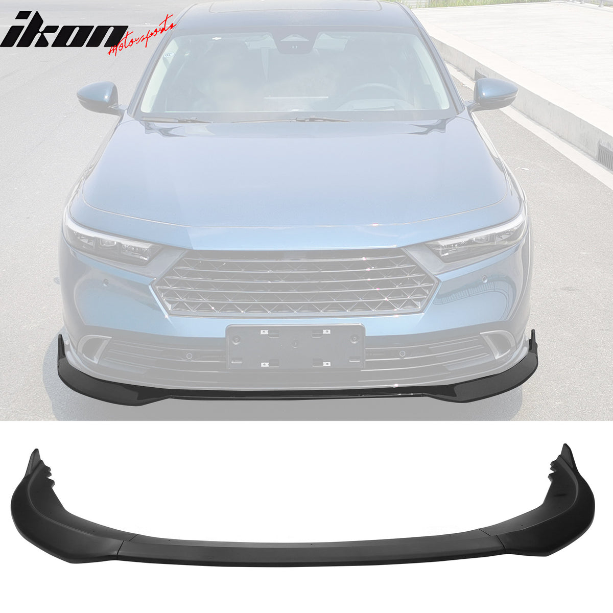 Fits 23-24 Honda Accord 11th Front Bumper Lip V2 3PC Chin Spoiler Black PP