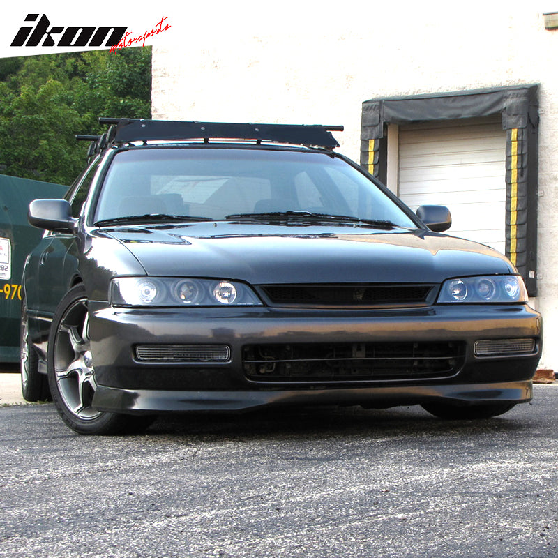 IKON MOTORSPORTS, Front Bumper Lip Compatible With 1996-1997 HONDA ACCORD 4CYL, Type-R T-R Style PU Front Lip Spoiler Splitter