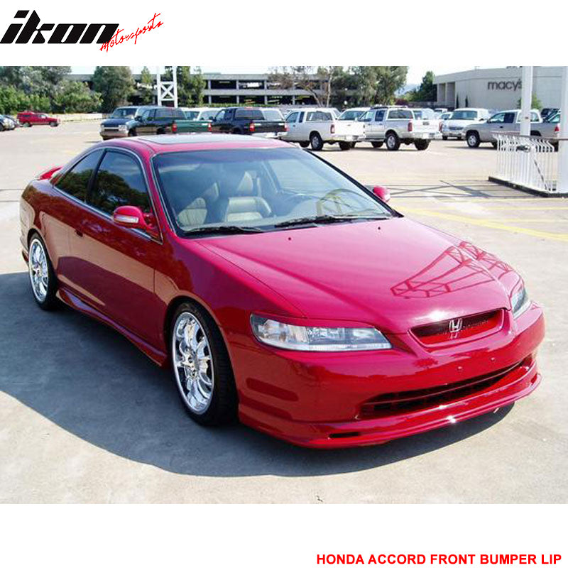 IKON MOTORSPORTS, Front Bumper Lip Compatible With 1998-2000 Honda Accord 2-Door Coupe, Air Dam Chin Front Bumper Lip Spoiler PP Polypropylene Mugen Style