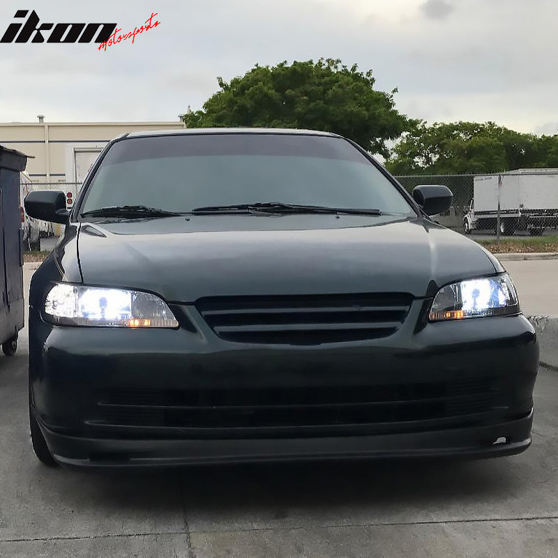 IKON MOTORSPORTS, Front Bumper Lip Compatible With 1998-2002 Honda Accord 4-Door Sedan, Front Bumper Lip Spoiler Air Dam Chin Splitter Mugen Style PU Polyurethane