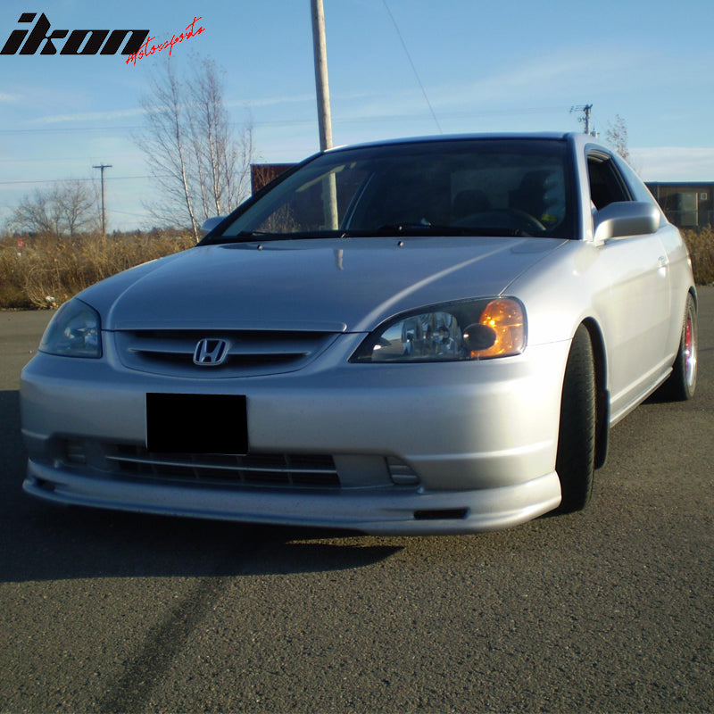 Fits 01-03 Civic 4Dr Mugen Style Front + TR Style Rear Bumper Lip Spoiler - PP