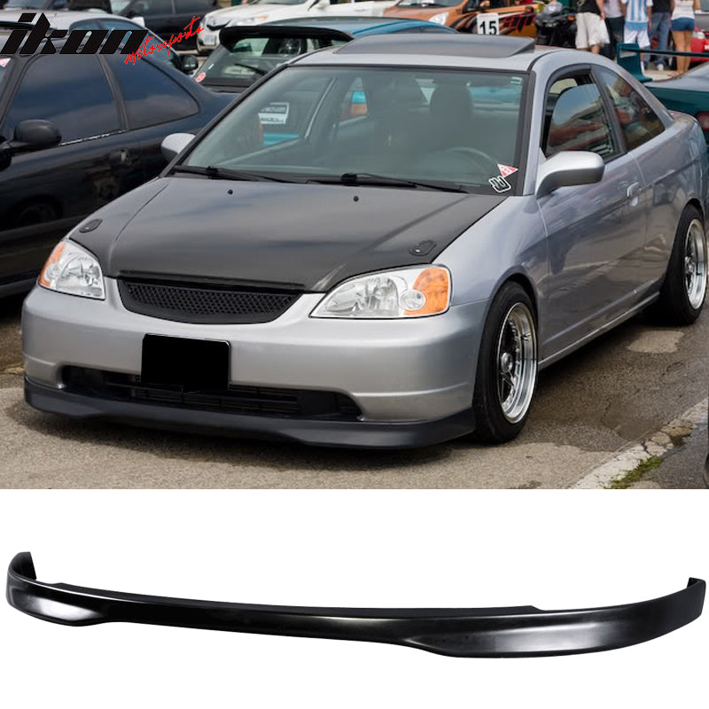 Compatible With 2001-2003 Honda Civic PP Front + Rear Bumper Lip + Side Skirts