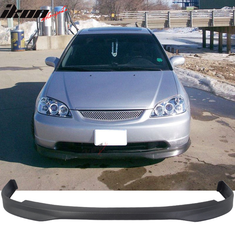 2001-2003 Honda Civic Type-R Style Unpainted Black Front Bumper Lip PU