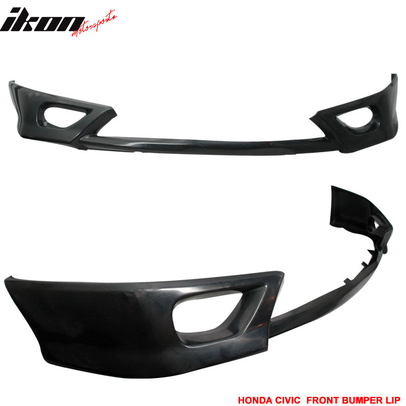 Front Bumper Lip Compatible With 2006-2008 Honda Civic, HF-P Style Black PU Front Lip Finisher Under Chin Spoiler by IKON MOTORSPORTS, 2007