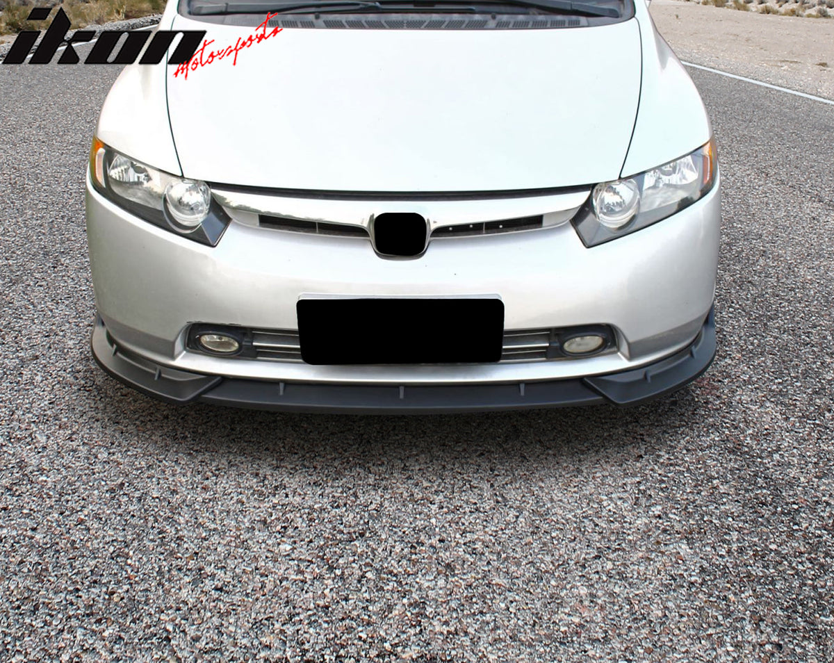 Fits 06-08 Honda Civic Sedan IKON Style Matte Black Front Bumper Lip Spoiler 3PC