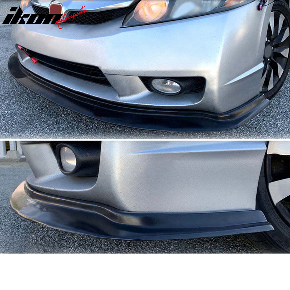 Front Lip Compatible With 2009-2011 Honda Civic Coupe, Ikon DP Style Unpainted Black Polyurethane (PU) Spoiler Splitter Valance Chin Bodykit by IKON MOTORSPORTS, 2010