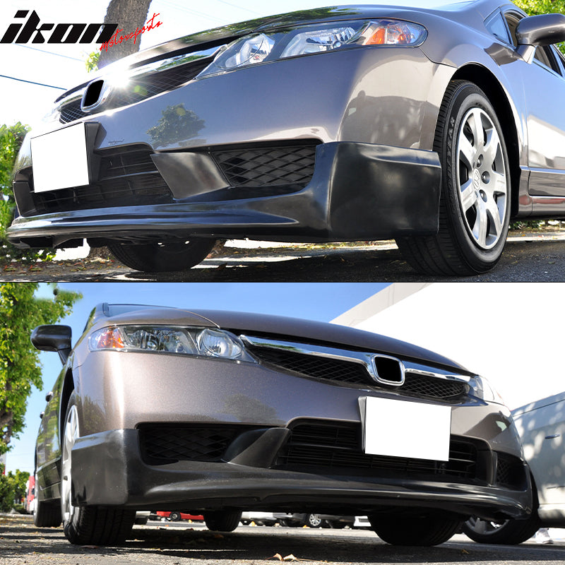 Fits 09-11 Honda Civic Sedan Mugen Style Front Bumper Lip Spoiler Unpainted PU