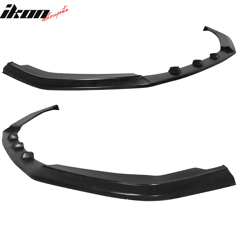 IKON MOTORSPORTS Front Bumper Lip, Compatible With 2016-2018 Honda Civic Coupe Sedan, IKON V3 Style Black PU Unpainted Under Splitters Spoiler Chin Lip Protector