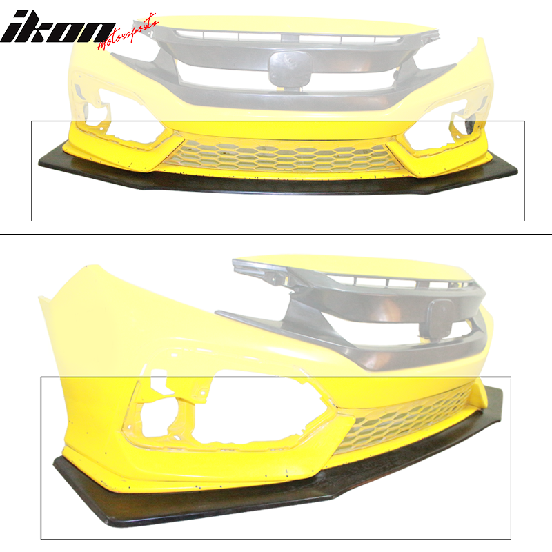 Fits 17-21 Honda Civic Sport 4DR Hatchback Front Bumper Lip Spoiler PU V6 Style