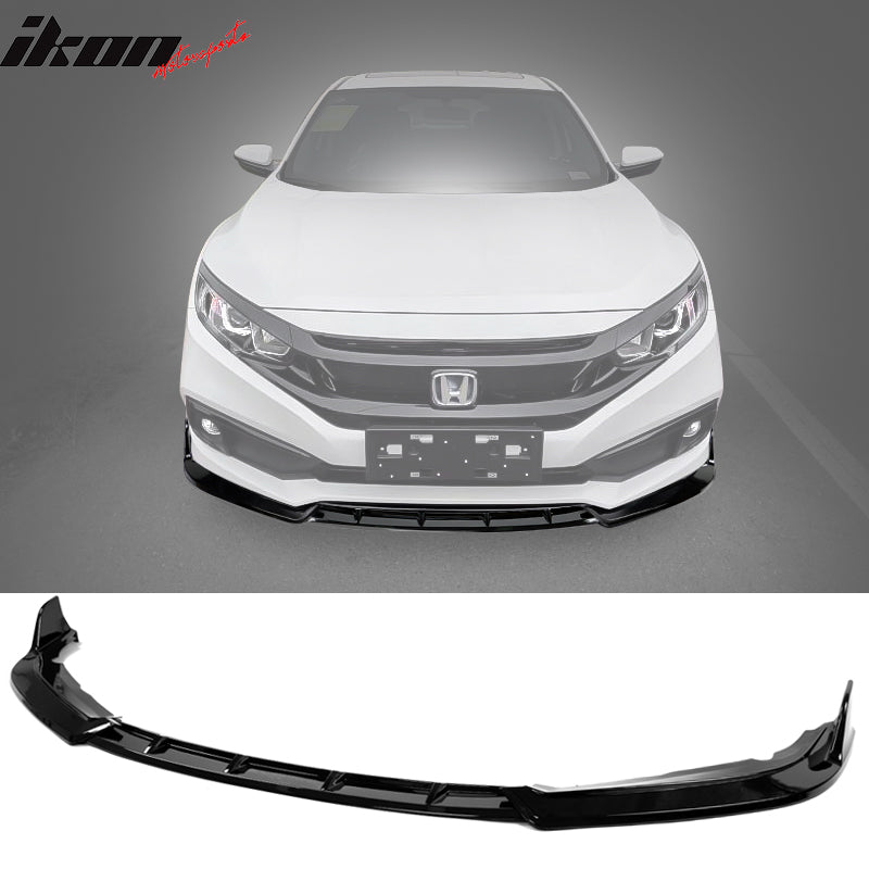 IKON MOTORSPORTS Front Bumper Lip Compatible With 2019-2021 Honda Civic, IKON Style Air Dam Chin Spoiler