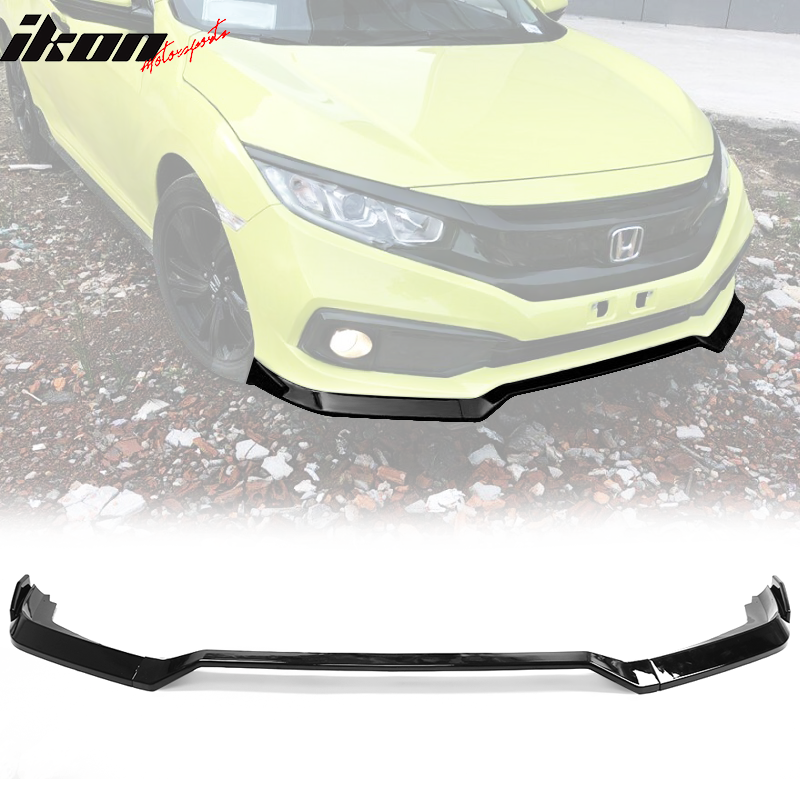 Fits 19-21 Honda Civic V2 Style Front Bumper Lip CFL / Gloss / Matte Black