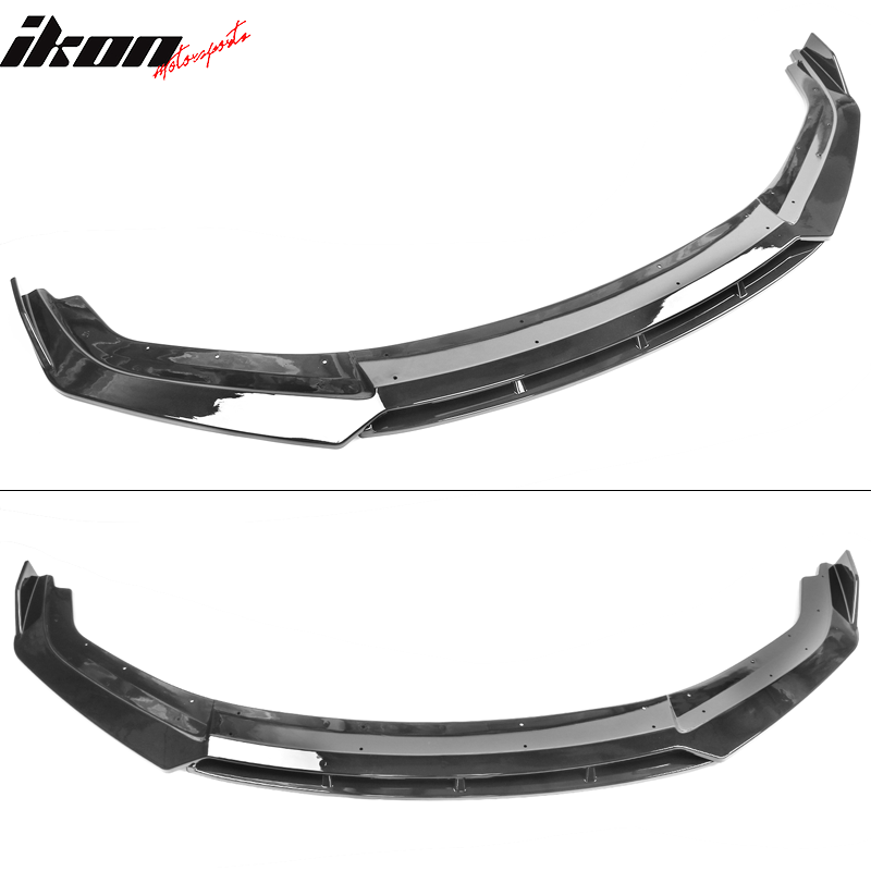 IKON MOTORSPORTS, Front Bumper Lip Compatible With 2019-2021 Honda Civic, 2PC V3 Style Front Lip Chin Spoiler