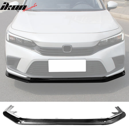 IKON MOTORSPORTS, Front Bumper Lip Compatible With 2022-2024 Honda Civic 11th Gen 4-Door Sedan & Hatchback, RS Style PP Front Bumper Front Bumper Lower Lip Spoiler Bodykit