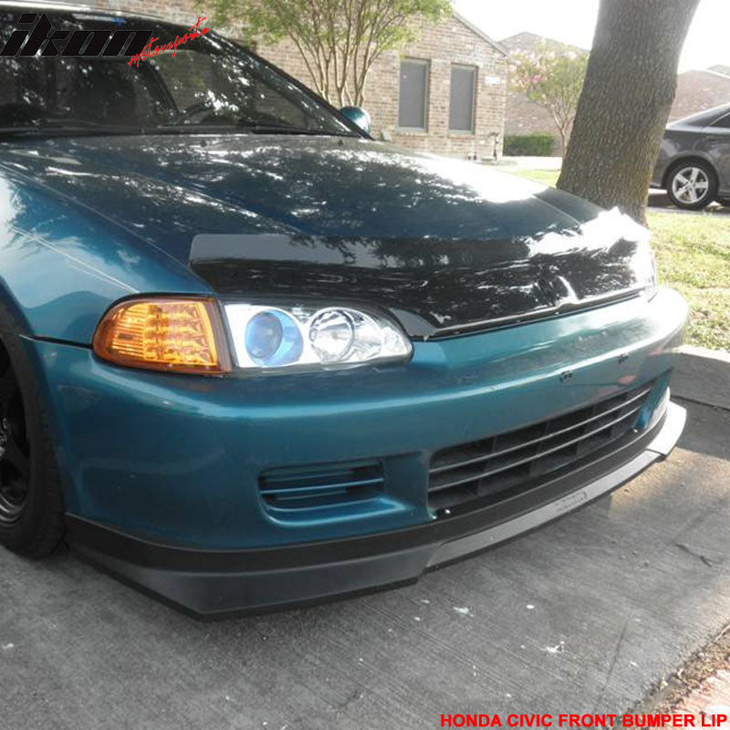 Compatible With 1992-1995 Honda Civic 2Dr 3Dr HC1 Style Front Bumper Lip Spoiler - PP Polypropylene